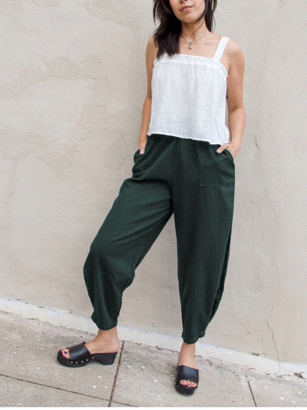 Curator SF Forest Green Cadence Pant Pockets Elastic Waist Womens Size P-2XL